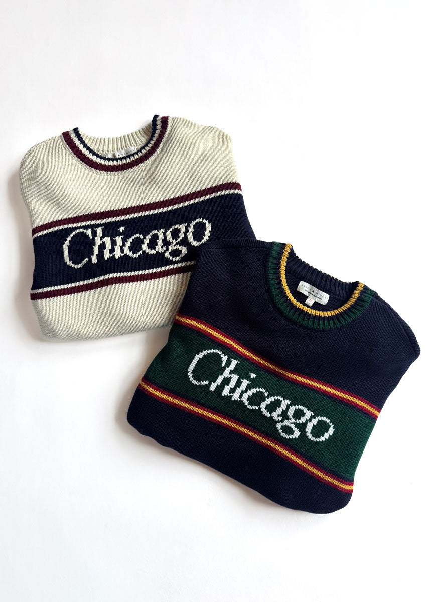 00's““Chicago“three lines“襤褸 sweat Chicago Striped Sweater - Navy Multi – Alice & Wonder