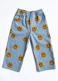 Striped Denim Smiley Pant