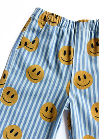Striped Denim Smiley Pant