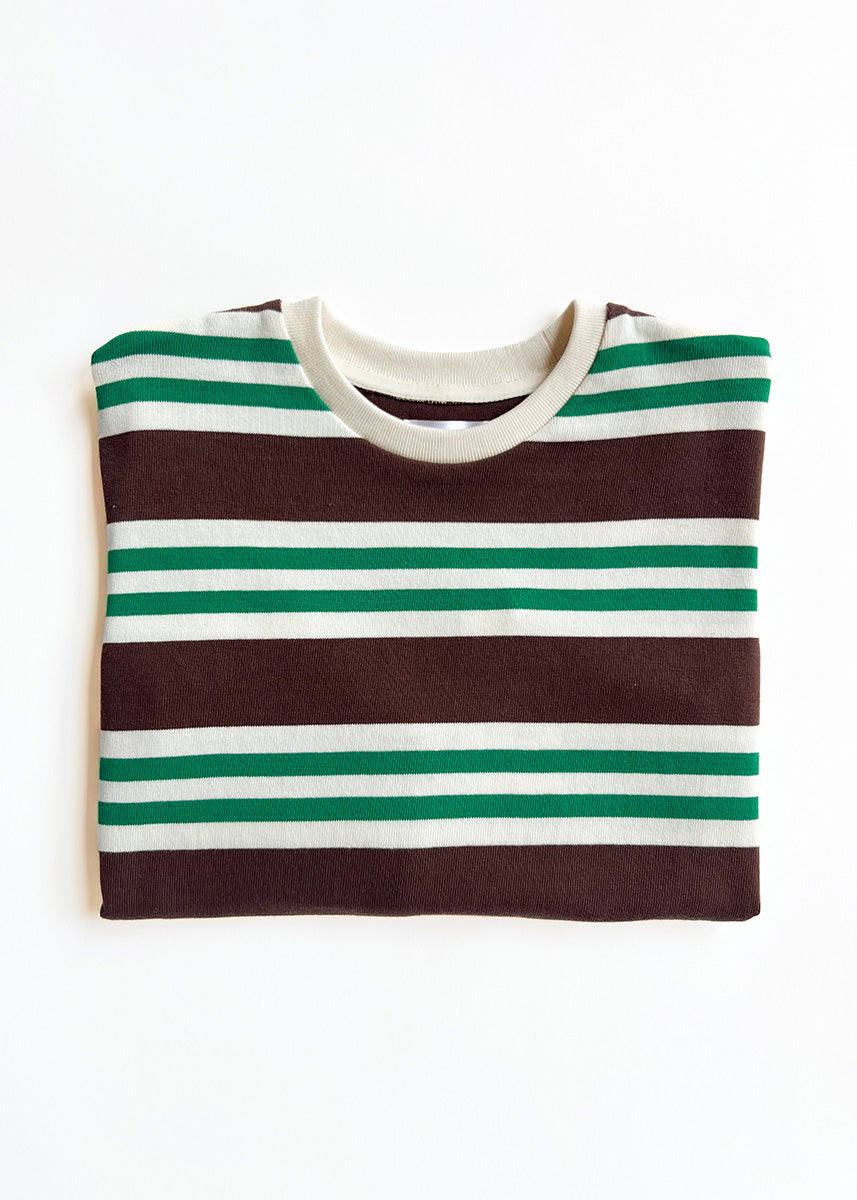 Striped Heavyweight Long Sleeve Tee - Green
