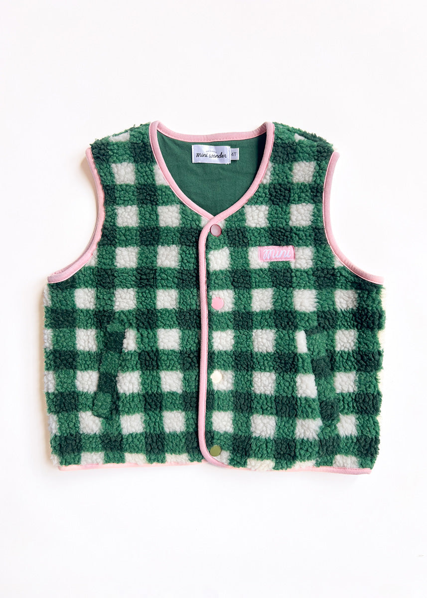 Fleece Vest - Green Check