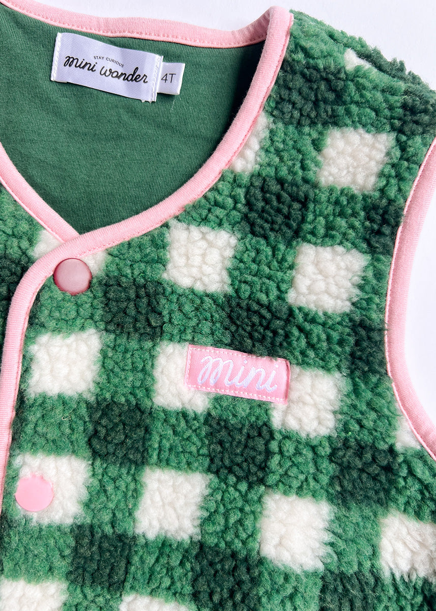 Fleece Vest - Green Check