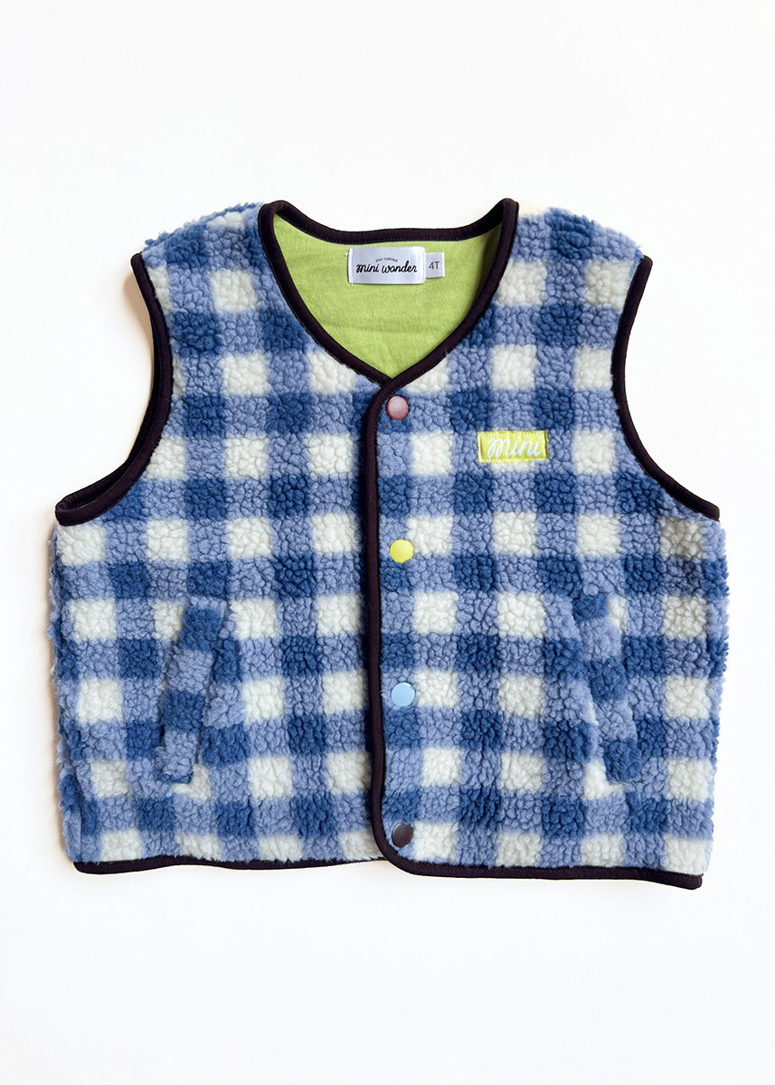 Fleece Vest - Blue Check
