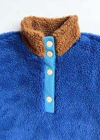 Color Block Fleece Pullover - Blue