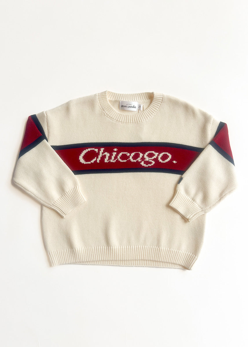 Chicago. Mini Varsity Sweater - Ivory