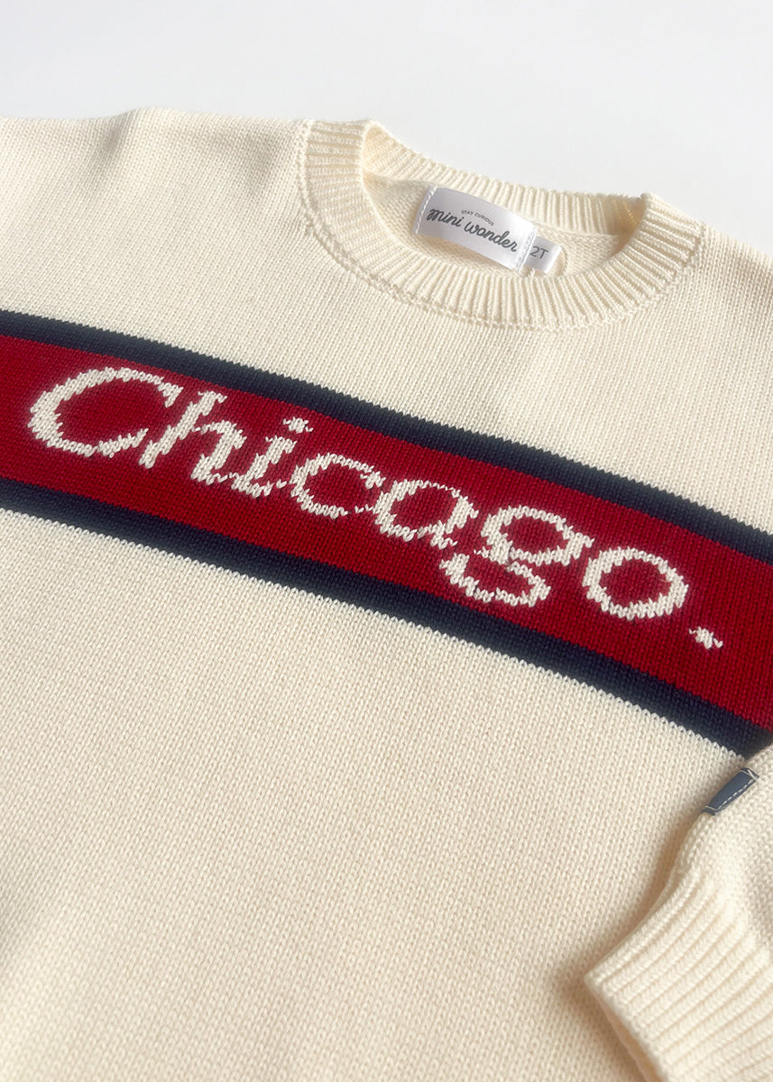 Chicago. Mini Varsity Sweater - Ivory