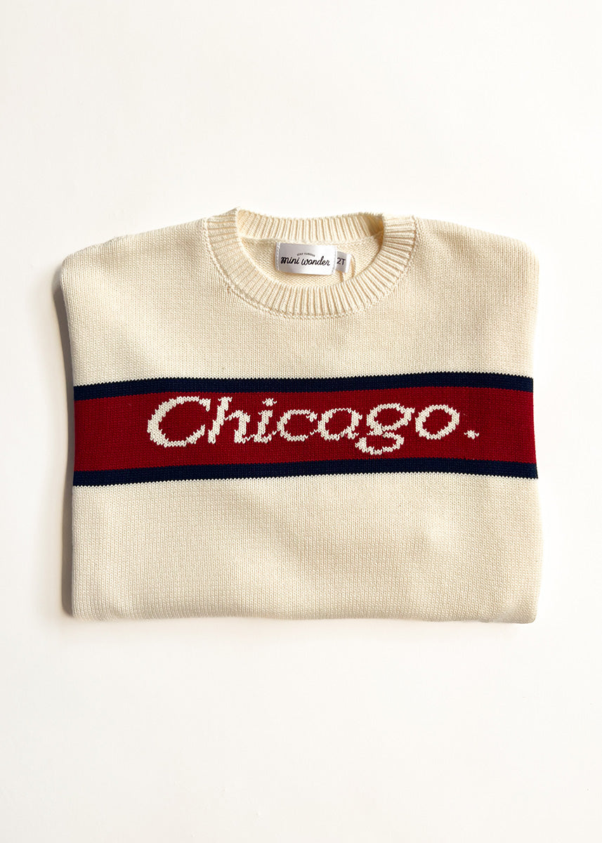 Chicago. Mini Varsity Sweater - Ivory