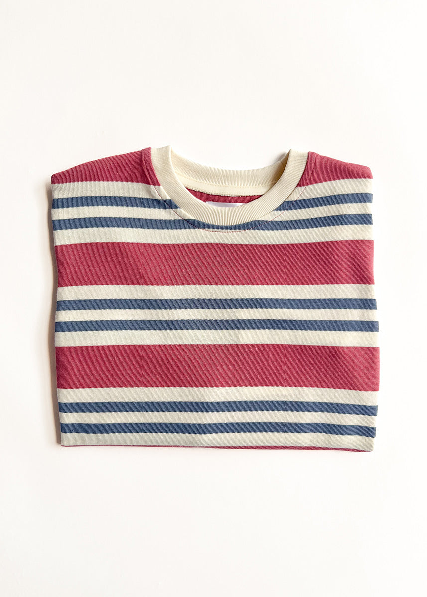 Striped Heavyweight Long Sleeve Tee - Pink