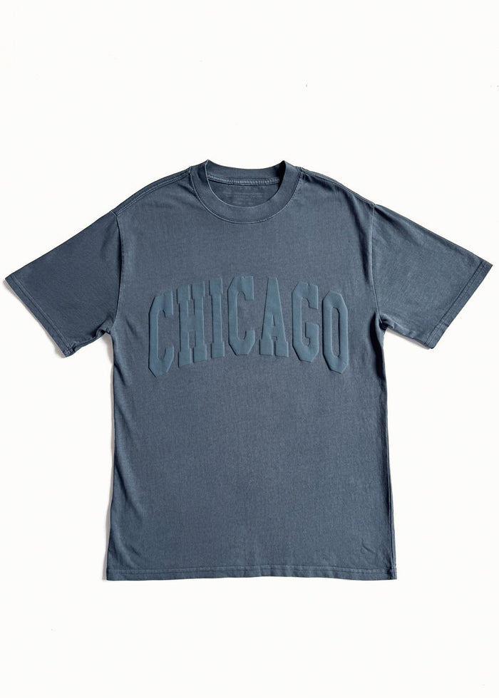 Chicago Collegiate Puff Unisex Tee - Washed Navy