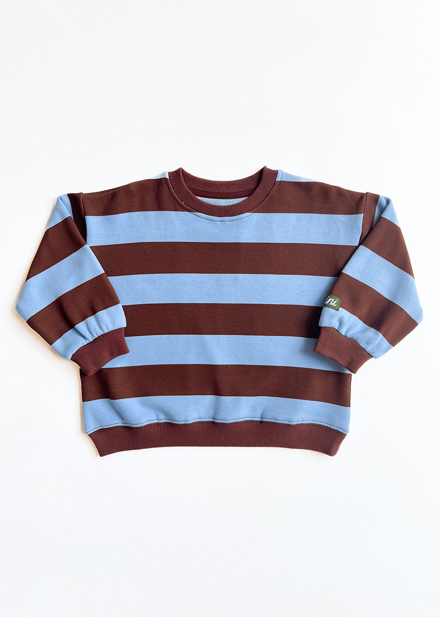 Striped Sweatshirt - Light Blue & Brown