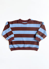 Striped Sweatshirt - Light Blue & Brown