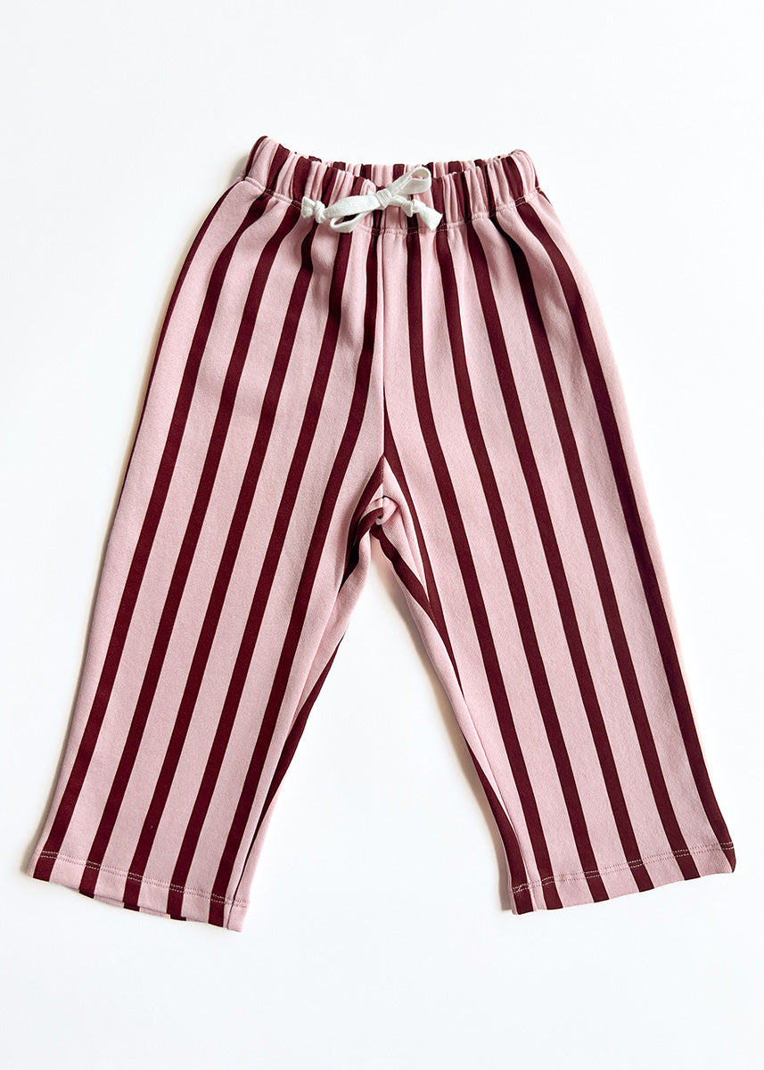 Striped French Terry Pant - Pink & Burgundy