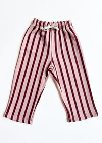 Striped French Terry Pant - Pink & Burgundy