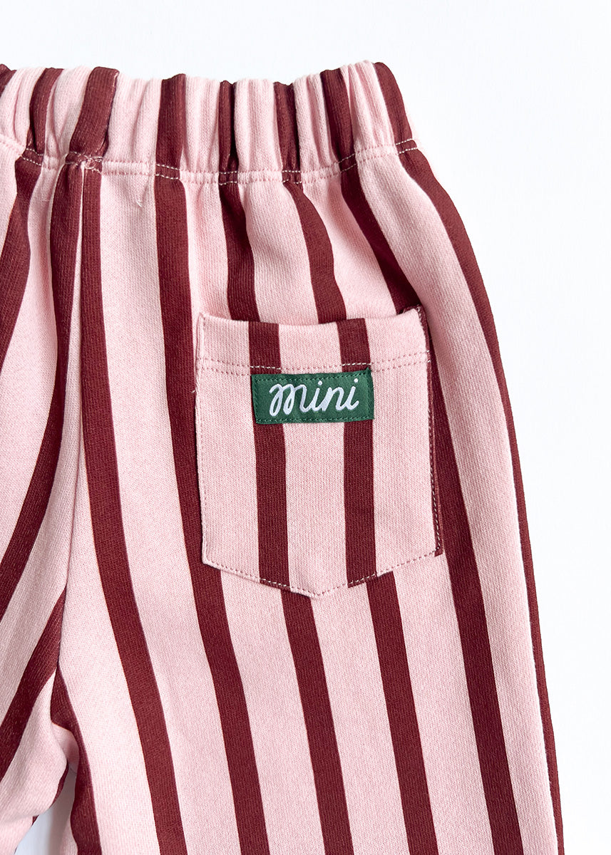Striped French Terry Pant - Pink & Burgundy