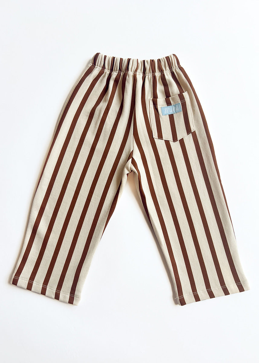 Striped French Terry Pant - Cream & Rust