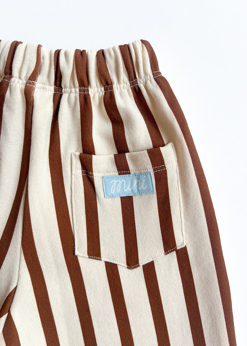 Striped French Terry Pant - Cream & Rust