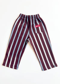 Striped French Terry Pant - Burgundy & Blue