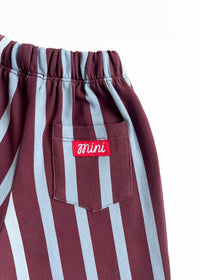 Striped French Terry Pant - Burgundy & Blue
