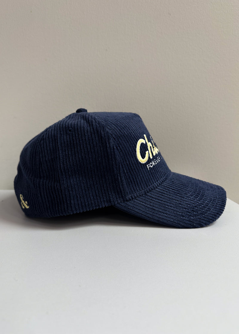 Chicago Forever Wide Whale Cord Hat - Navy & Butter