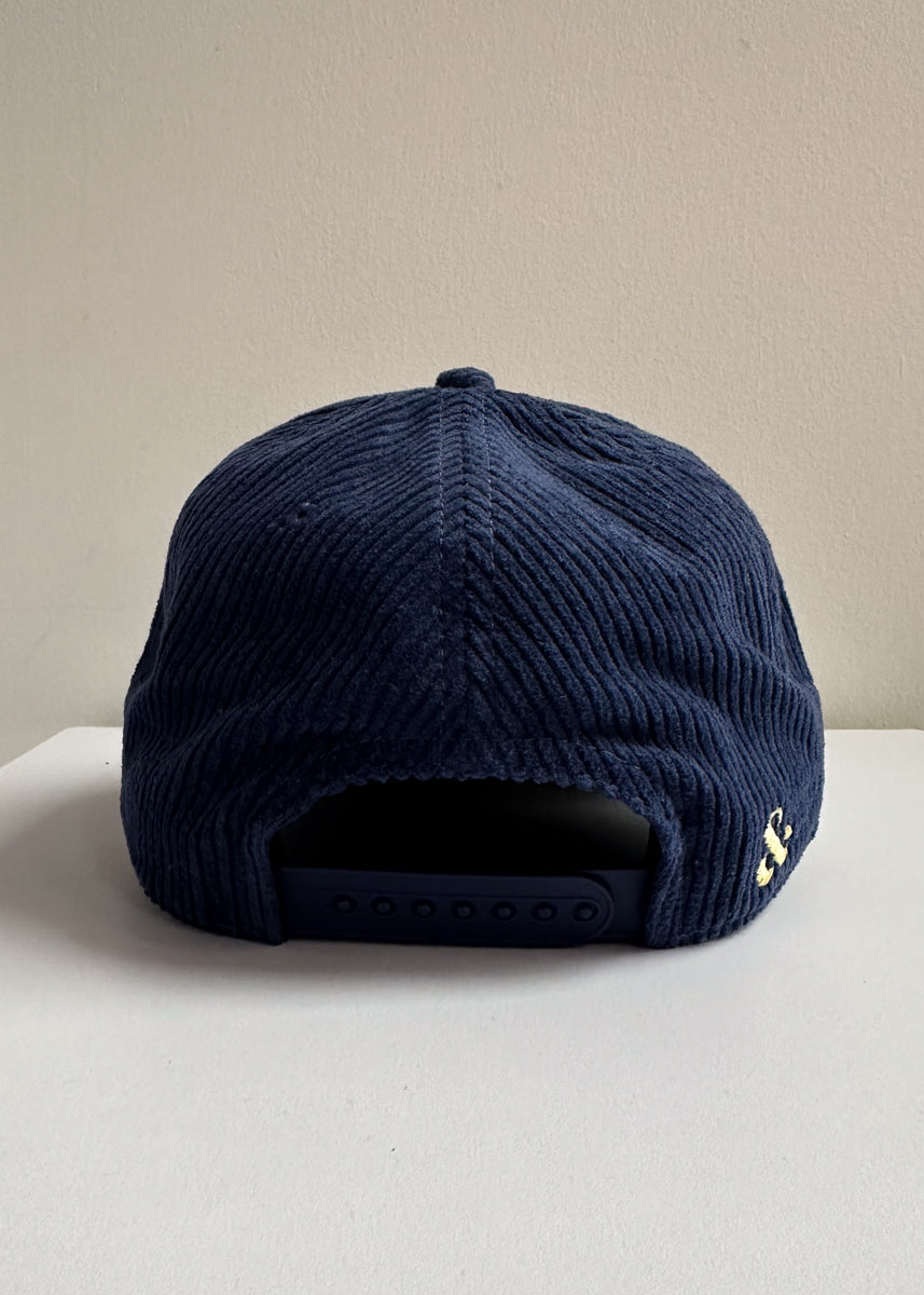 Chicago Forever Wide Whale Cord Hat - Navy & Butter