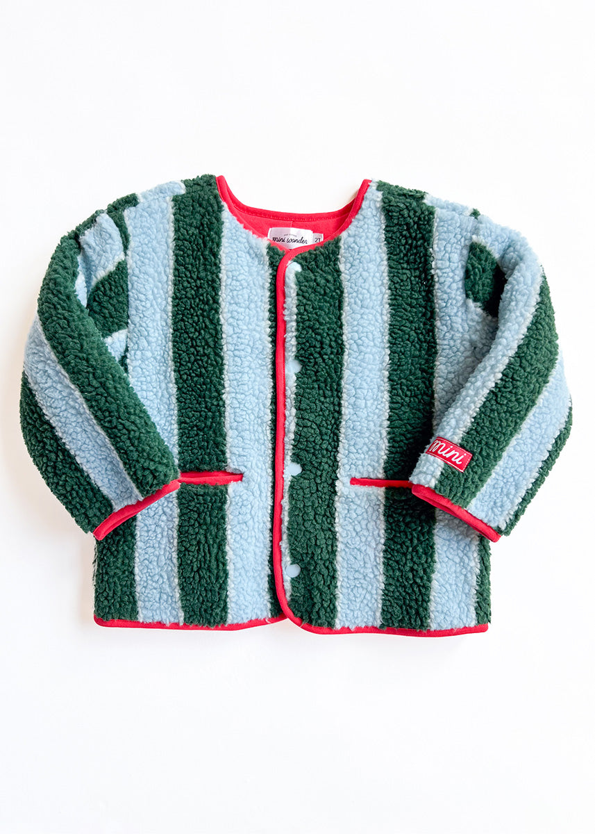 Striped Printed Fleece Jacket
