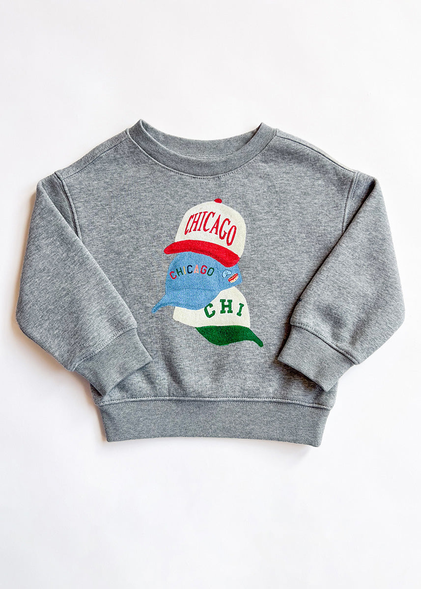 Chicago Hat Stack Crewneck - Grey