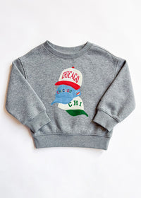 Chicago Hat Stack Crewneck - Grey