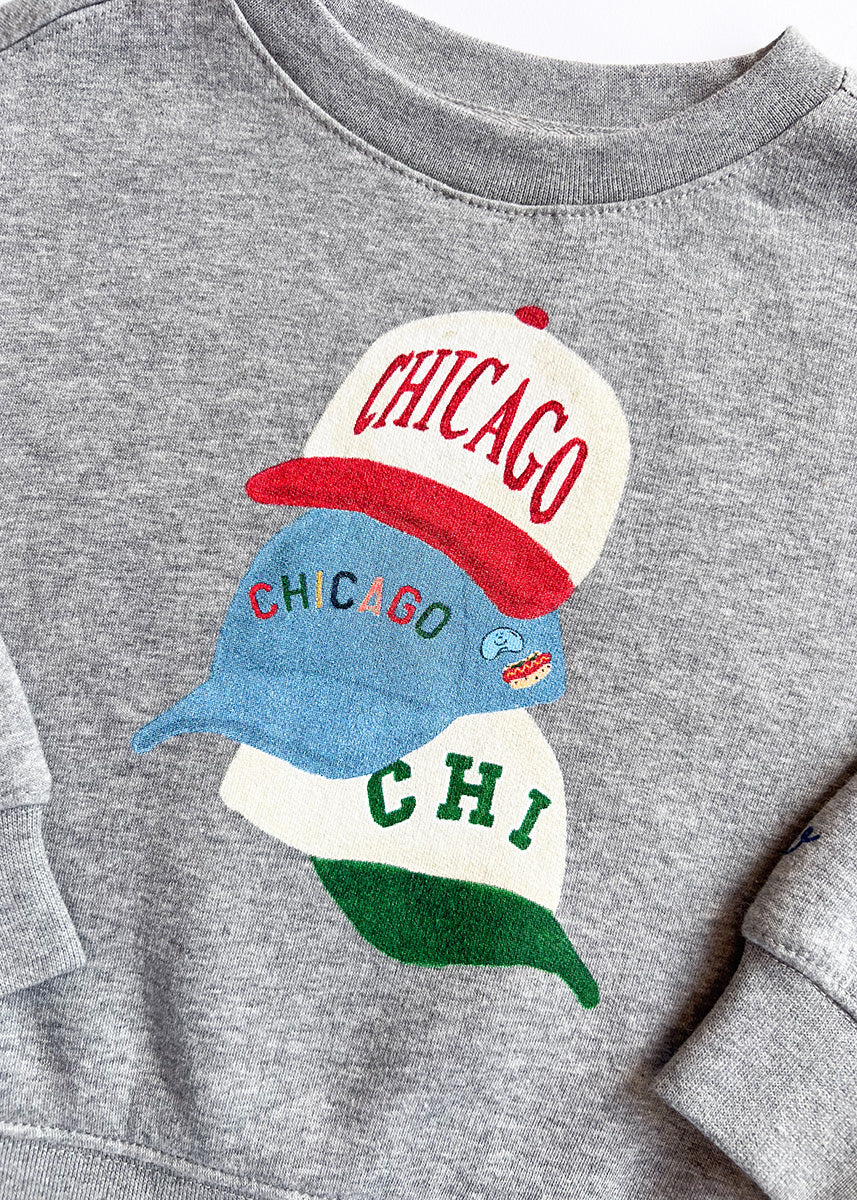 Chicago Hat Stack Crewneck - Grey
