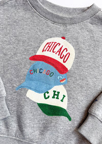 Chicago Hat Stack Crewneck - Grey