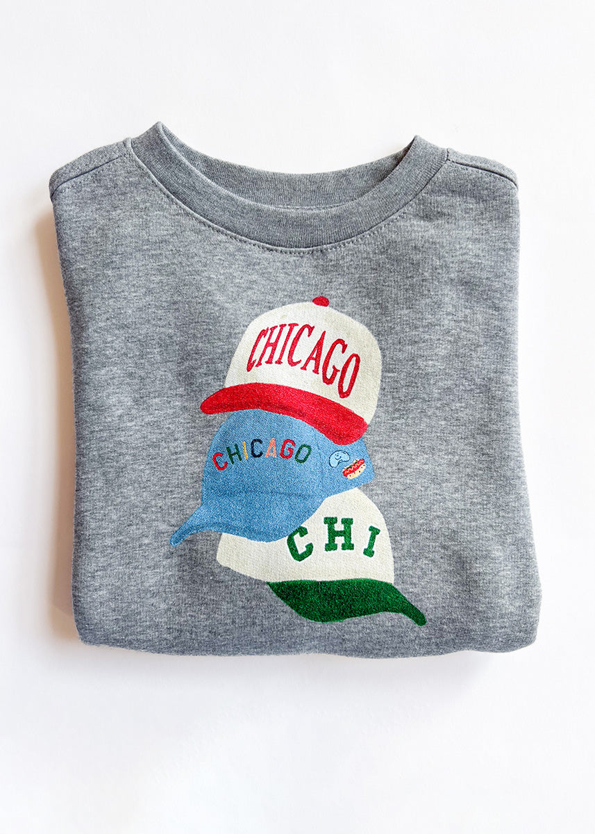 Chicago Hat Stack Crewneck - Grey