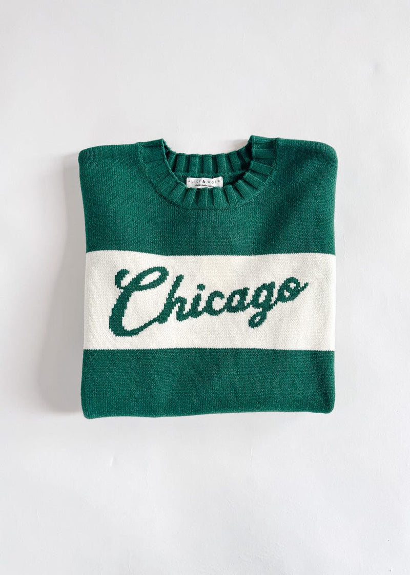 Chicago Collegiate Cursive Sweater - Green