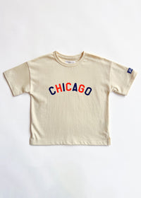 Sweet Home Chicago Oversized Tee - Orange & Navy