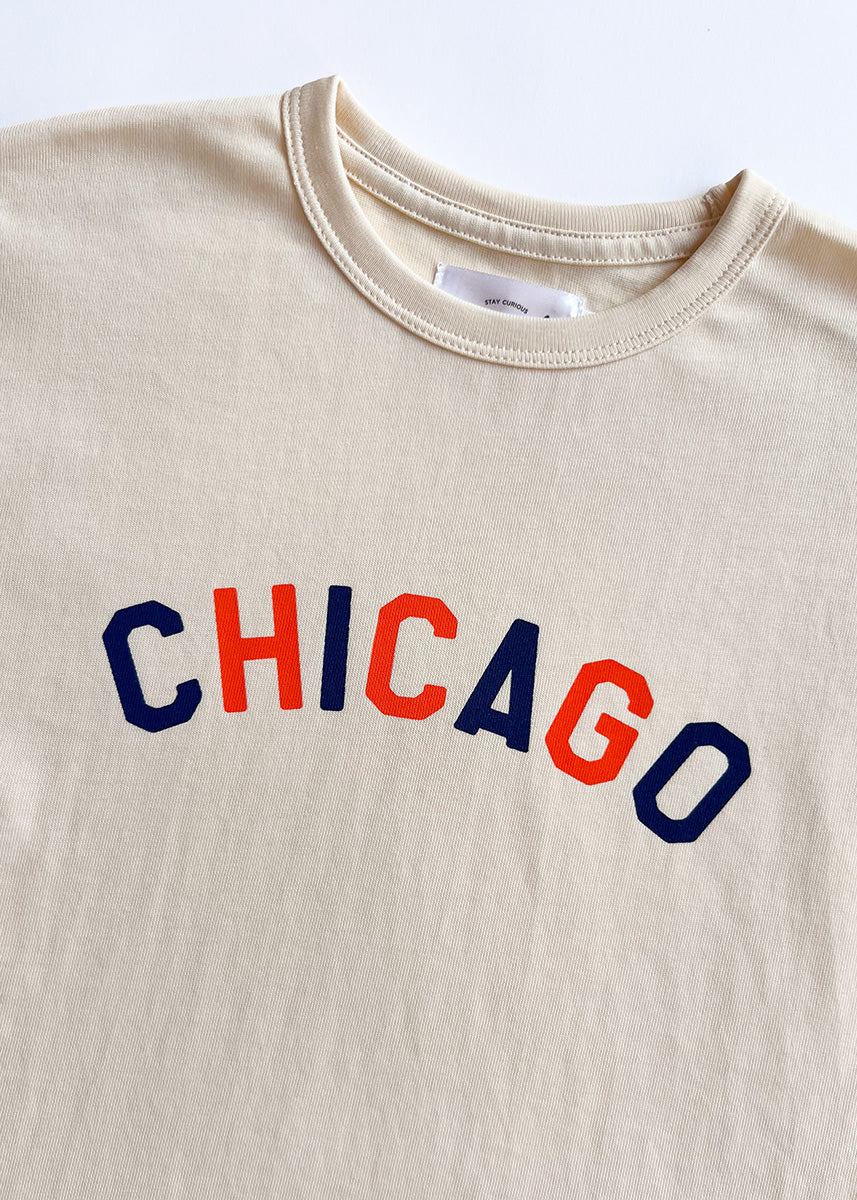 Sweet Home Chicago Oversized Tee - Orange & Navy