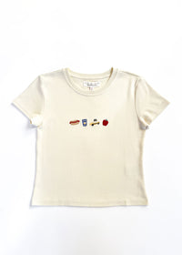 NYC Embroidered Icons Baby Tee - White