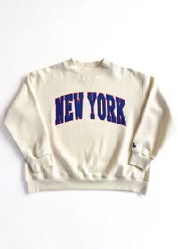 New York Collegiate Puff Mock Neck Sweatshirt - Blue & Orange