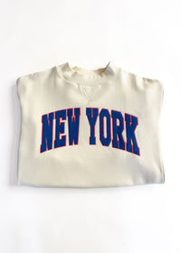 New York Collegiate Puff Mock Neck Sweatshirt - Blue & Orange