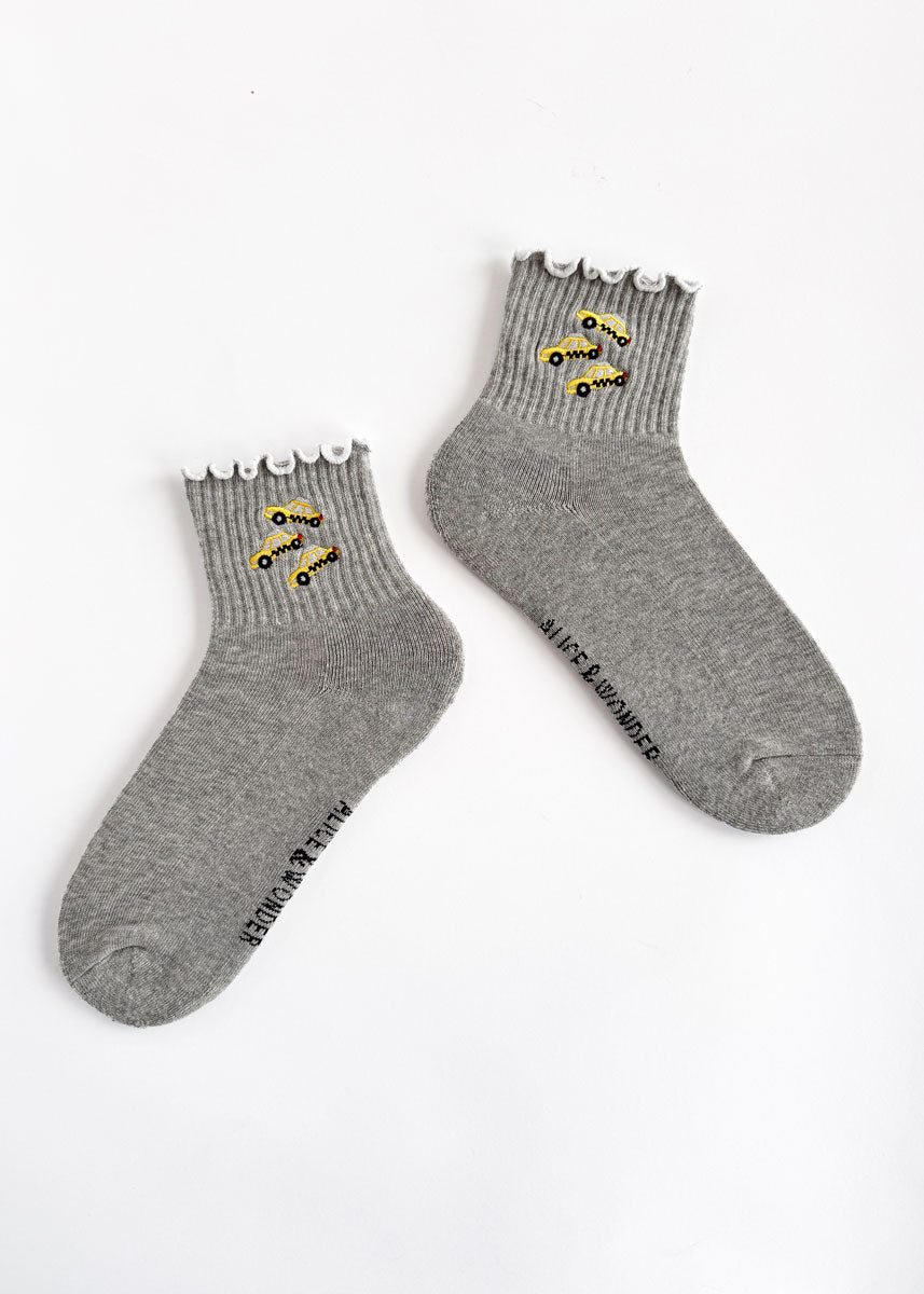 NYC Taxi Icon Ruffle Sock - Grey