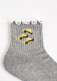 NYC Taxi Icon Ruffle Sock - Grey