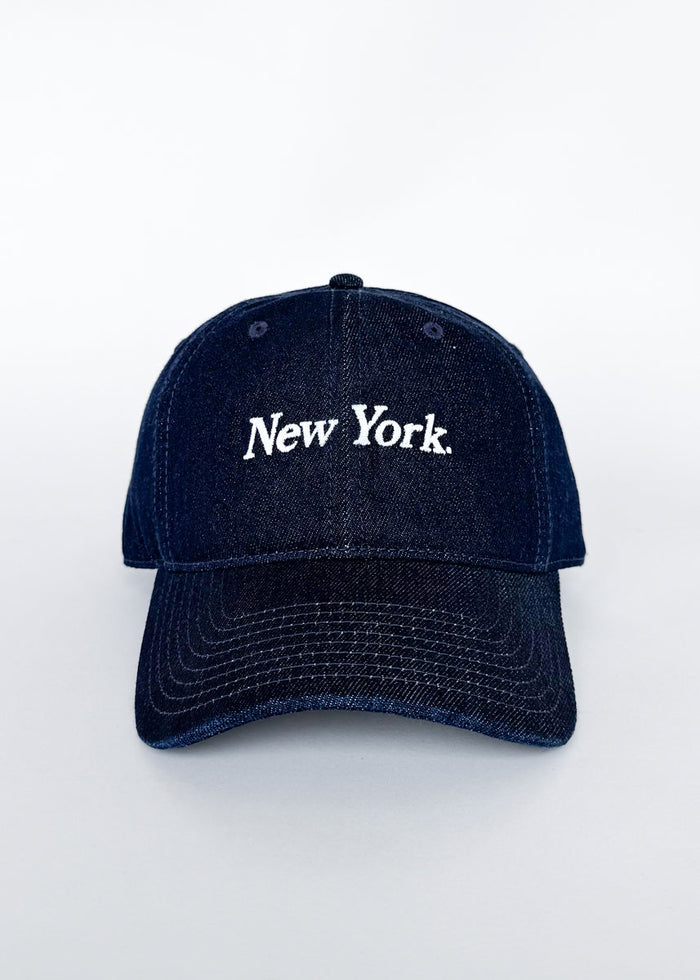 New York. Dad Hat - Dark Denim & White Embroidery