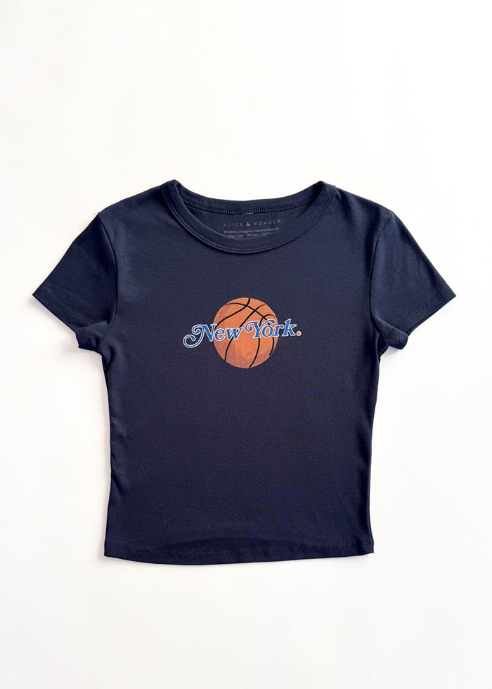 New York Basketball Baby Tee - Navy