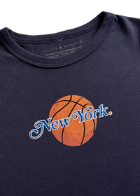 New York Basketball Baby Tee - Navy
