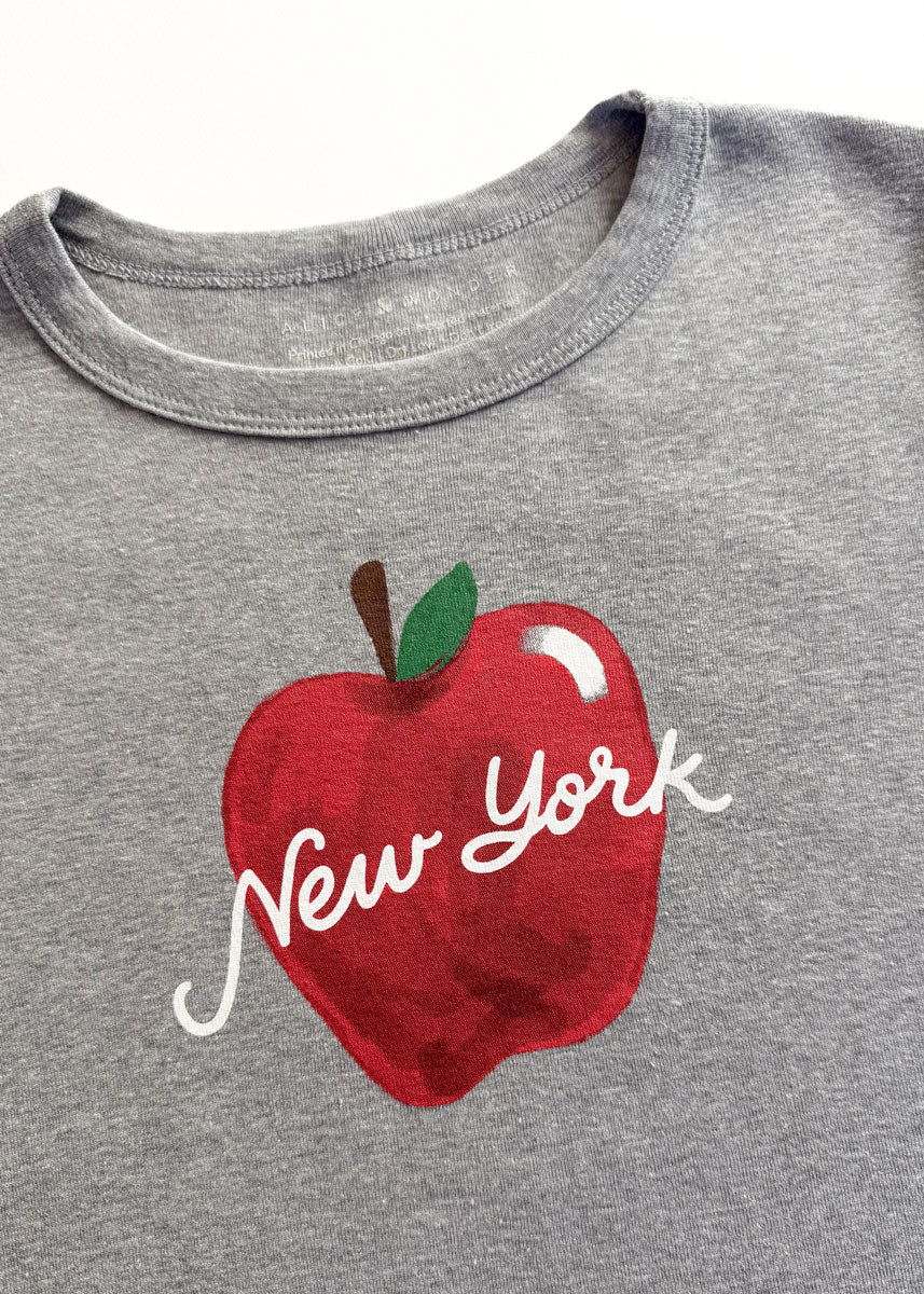 The Big Apple Baby Tee - Heather Grey