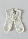 Chi Embroidered Crew Sock - Black