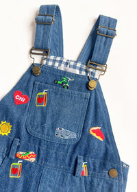 Chi Icons Embroidered Denim Overalls