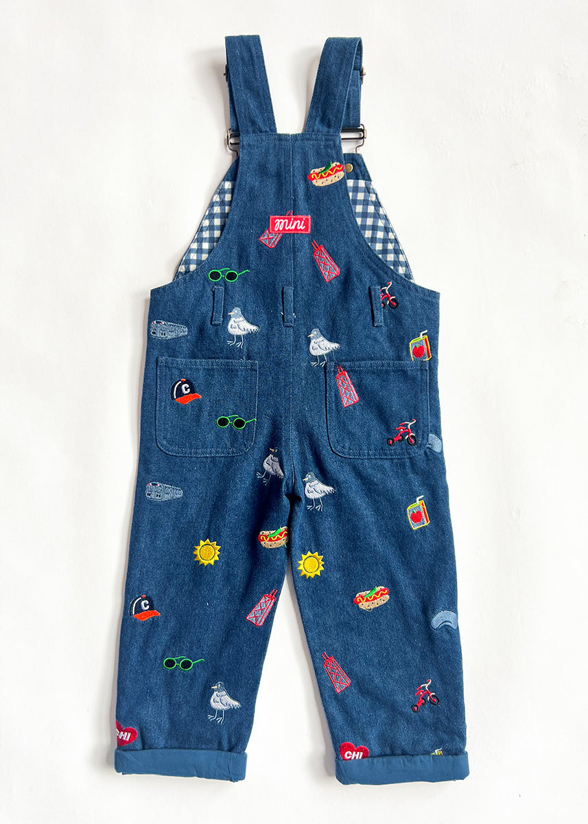 Chi Icons Embroidered Denim Overalls