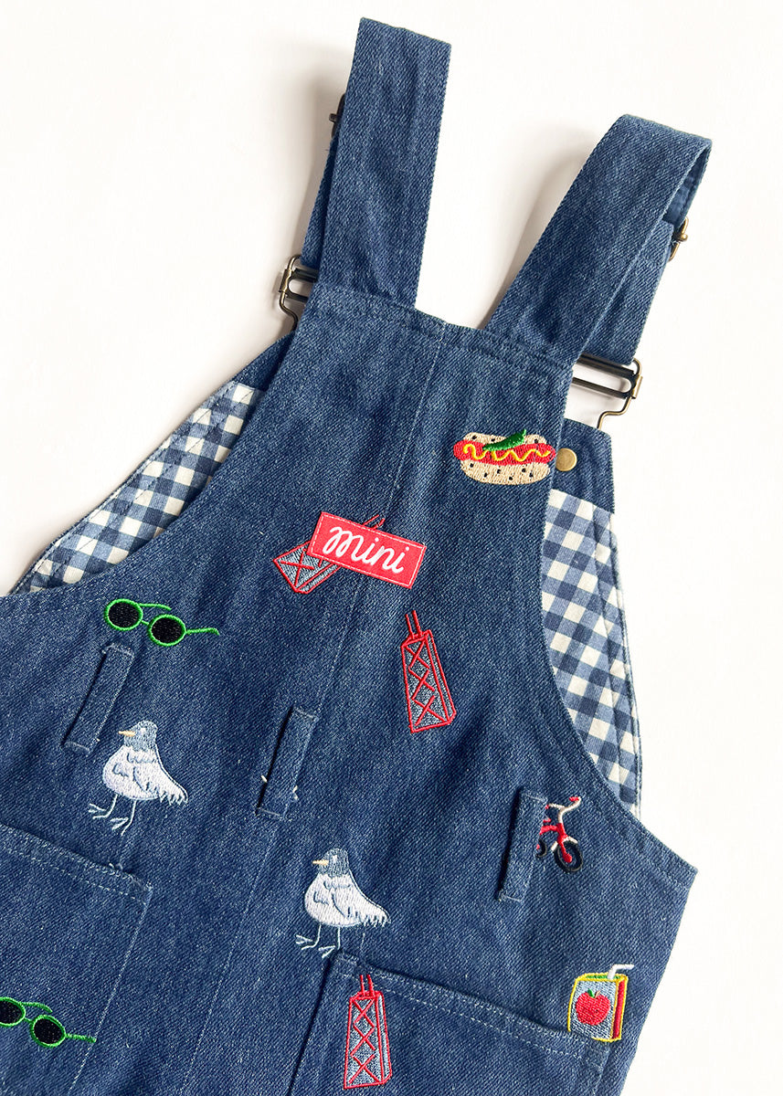 Chi Icons Embroidered Denim Overalls