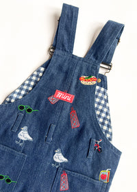 Chi Icons Embroidered Denim Overalls