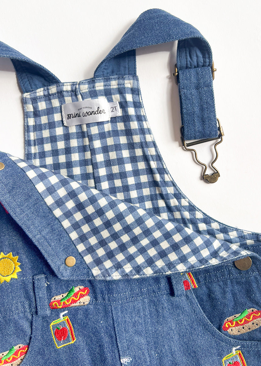 Chi Icons Embroidered Denim Overalls