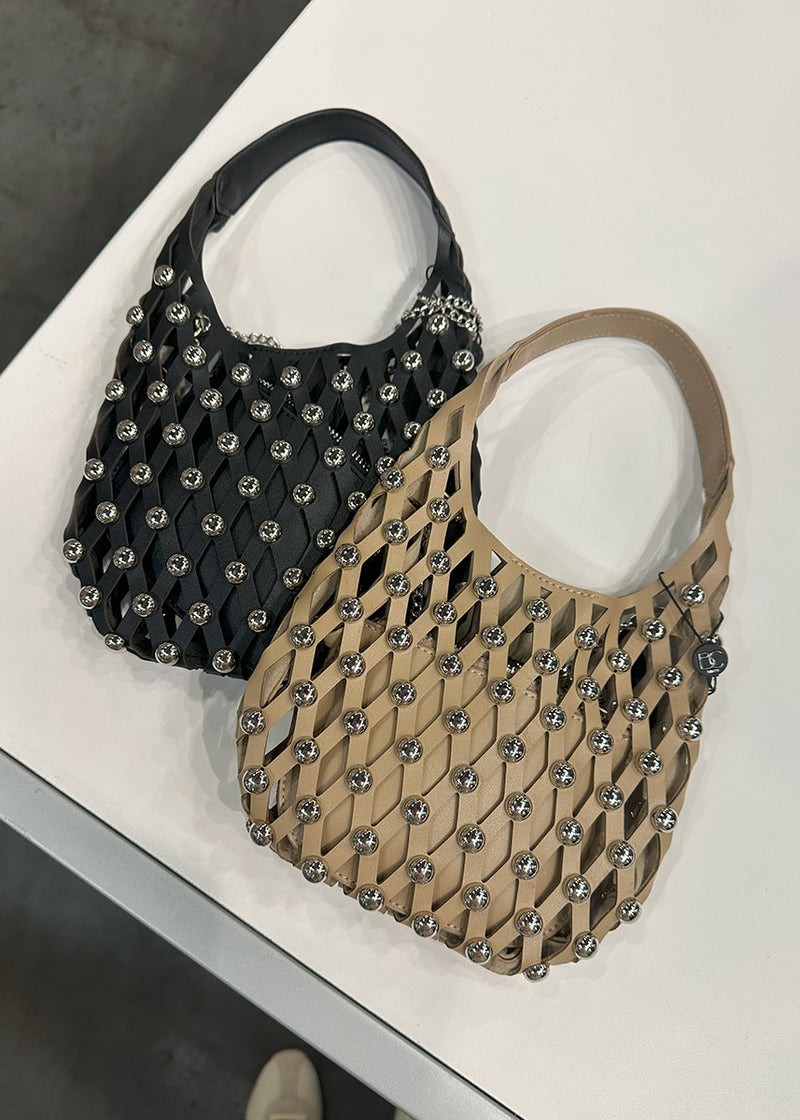 Reggie Studded Handle Bag - Taupe