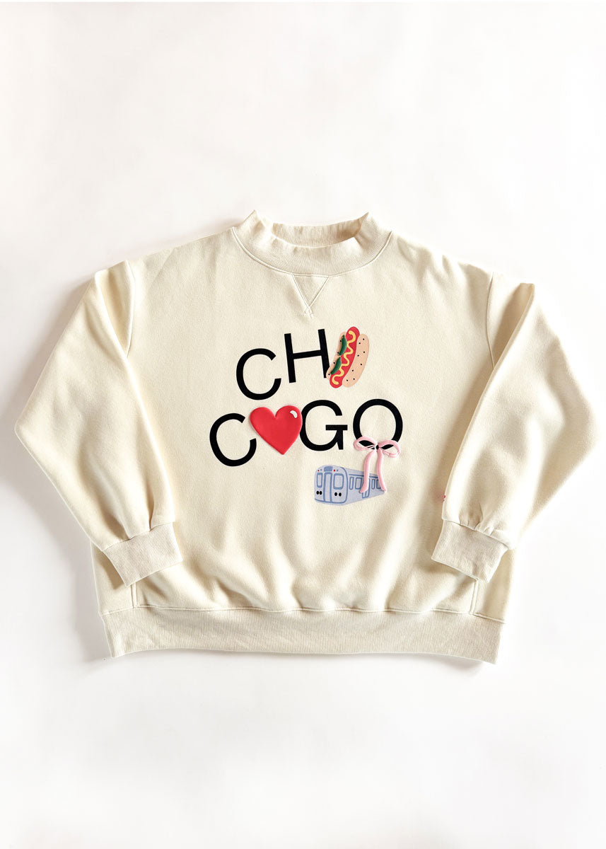 Chicago Love Mock Neck Sweatshirt - Cream